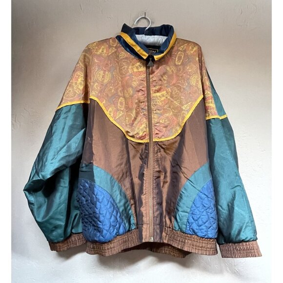 Vintage 80s/90s Casual Isle Gold Collection L Quilted Pattern Track Suit Jacket - Picture 1 of 9